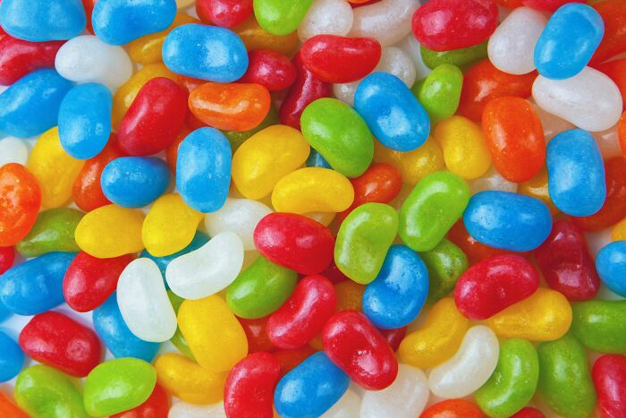 Colorful jelly beans representing a lifetime supply experience.