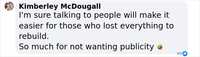 Comment questioning Prince Harry and Meghan Markle's actions after LA fire victims visit.