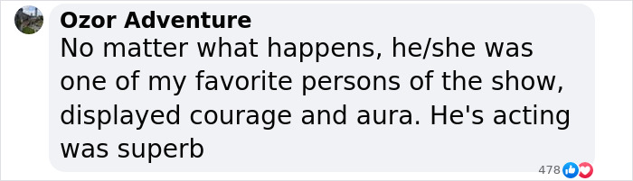 Comment praising Squid Game actor's courage and acting, despite controversy.