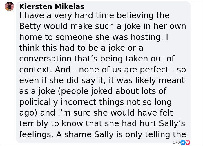 Text message screenshot discussing Sally Struthers' claim about Betty White's comment on body image.