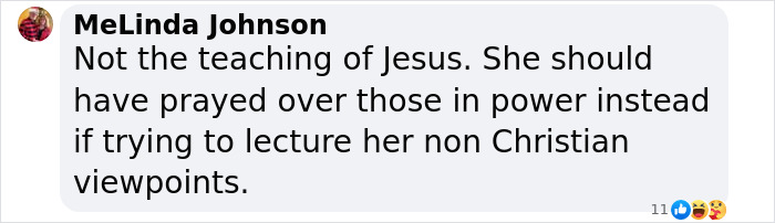 Comment criticizing Bishop Mariann Budde for her viewpoints after an inauguration sermon.