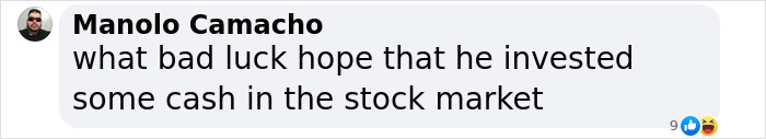 Text message on a screen about a billionaire's house fire, mentioning stock market investment.