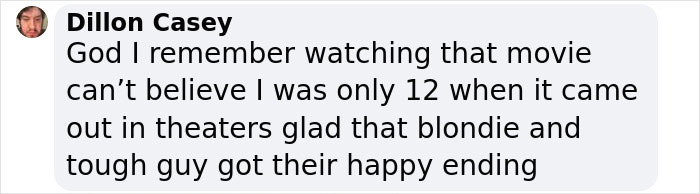 Text message from Dillon Casey reminiscing about watching "School of Rock" and mentioning child stars' happy ending.