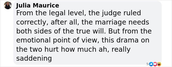 Comment on influencer marriage scam, discussing legal and emotional aspects, expressing sadness at the situation.