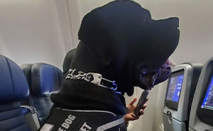 Passenger’s Seat Stolen By A Giant Service Dog, Flight Attendants Shrug When Asked To Move It