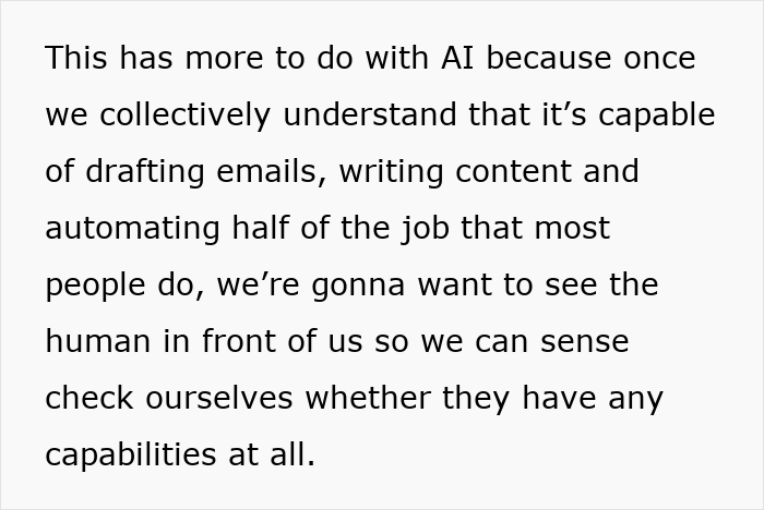 Text discussing AI's impact on jobs and the potential shift towards valuing human capabilities in a post-brain rot era.