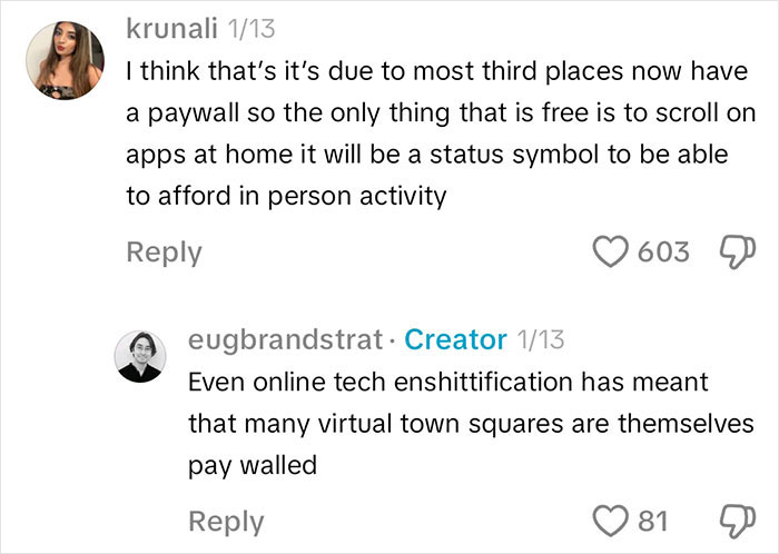 Comments discussing the impact of paywalls on virtual spaces, suggesting a shift towards a post-brain rot era.