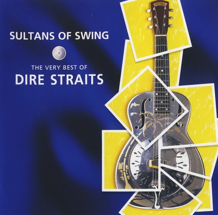 Album cover of "Sultans of Swing" by Dire Straits, featuring a guitar. 