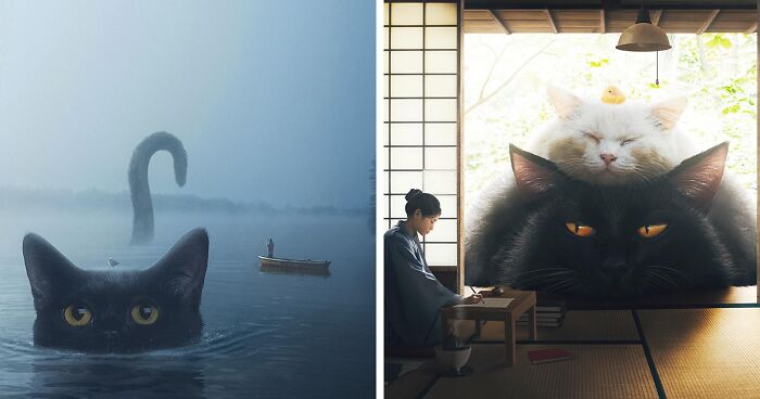 Artist From Taiwan Creates Surreal Everyday Scenes Where Cats Reign Supreme (17 Pics)