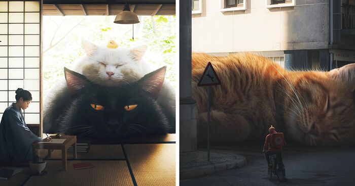 Artist Xiang Imagines A World Where Cats Are Giants In 17 Stunning Images