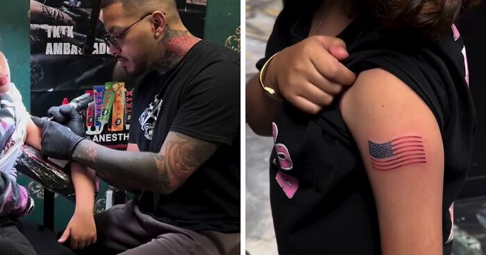 Tattoo Artist Defends His Decision To Tattoo American Flag On A 9 Y.O. Girl