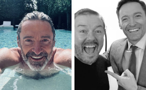 Hugh Jackman Brutally Roasted As Ricky Gervais Recreates His Shirtless Selfie