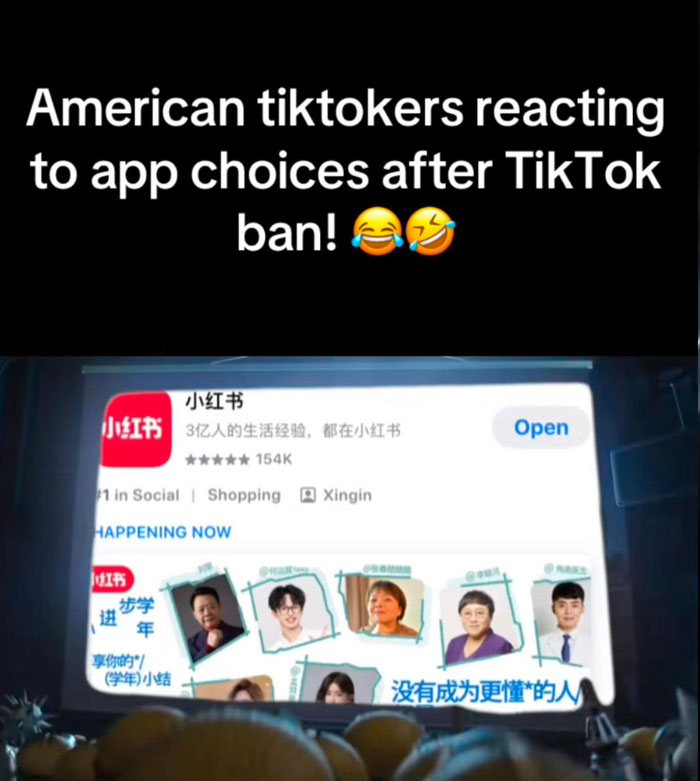 Americans reacting to app options amid TikTok ban news, showing a different app interface on screen.