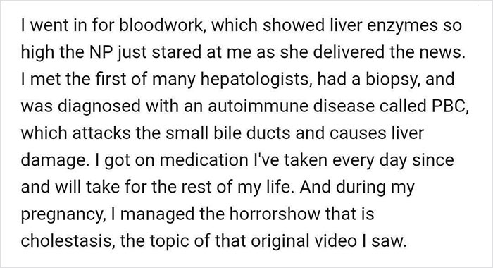 Text about a woman's life being saved by a TikTok video on autoimmune disease and liver health.