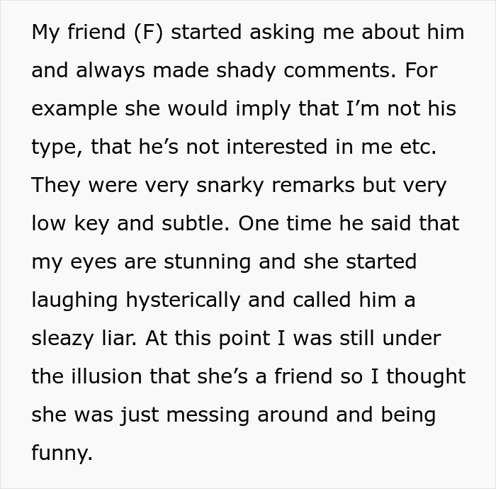 Text about friend's snarky and shady comments; part of a woman's attempt to restart friendship.