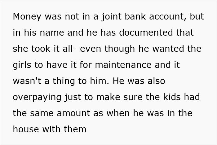 Text about financial issues in an unreasonable friend relationship, detailing account management and child maintenance.