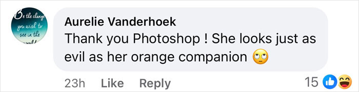 Commentary on an image, mentioning Photoshop and using an eye-roll emoji.