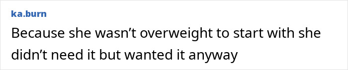 Comment discussing unnecessary Ozempic use despite not being overweight.