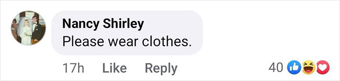 Comment saying "Please wear clothes" related to Met Gala's 2025 dress code debate.