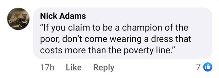 Facebook comment critiquing Met Gala 2025 dress code, highlighting its tone-deaf nature.