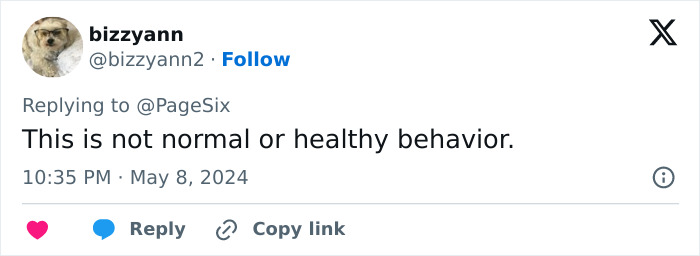 A tweet mentioning Kim Kardashian's Met Gala corset and commenting on health.