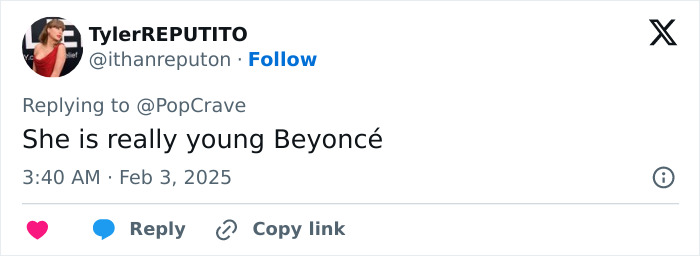 Tweet discussing young Beyoncé.