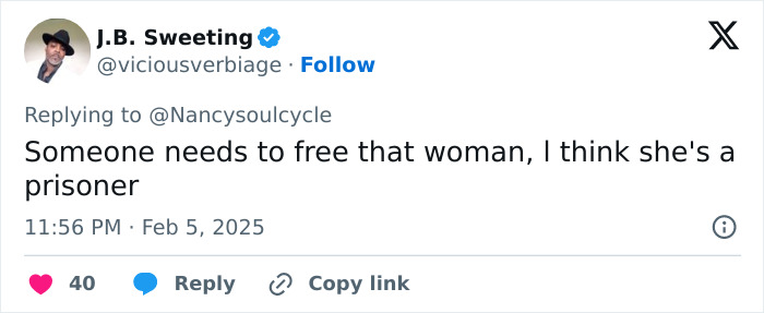 Tweet about Kanye West's AI meme, mentioning someone needs to free a woman, dated Feb 5, 2025.