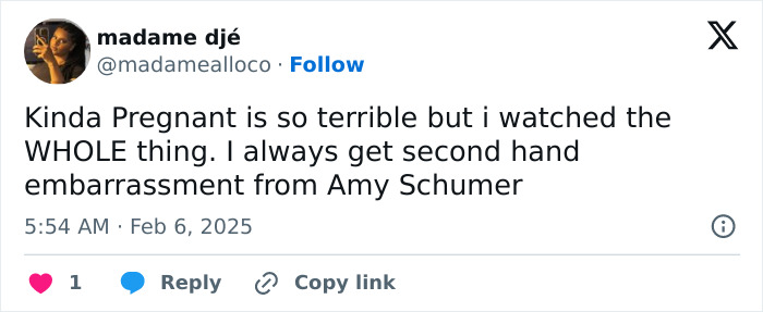 Tweet criticizing Amy Schumer's comedy show with disappointed viewer feedback.