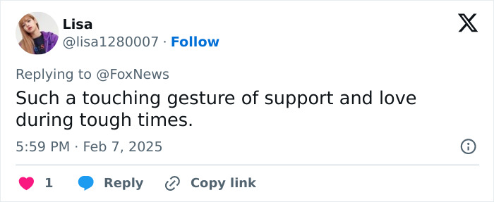 Tweet expressing support for Bruce Willis' dementia battle.