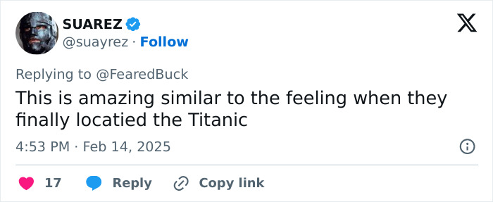 Tweet reaction to Jack the Ripper's identity possibly revealed, comparing it to the Titanic discovery.