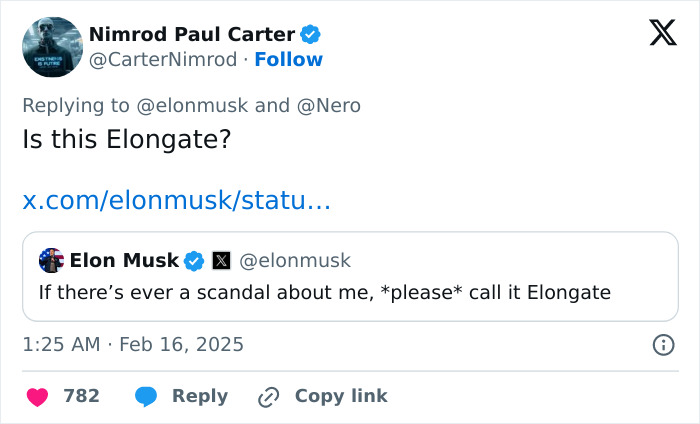 Tweet mentioning Elon Musk and 