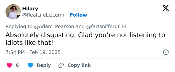 Tweet supporting Adam Pearson against trolls, expressing relief at ignoring negativity.