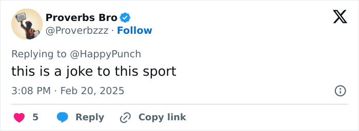 Tweet criticizing controversial MMA fight with men and untrained women, calling it a joke to the sport.