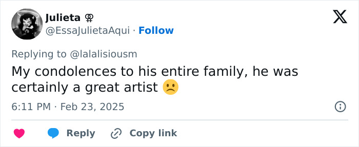 Condolence tweet for Jesus Guerrero, celebrity hairstylist, expressing sympathy to his family.