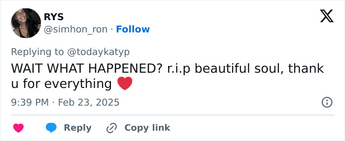 Tweet expressing grief about celebrity hairstylist Jesus Guerrero's passing, featuring a heart emoji.