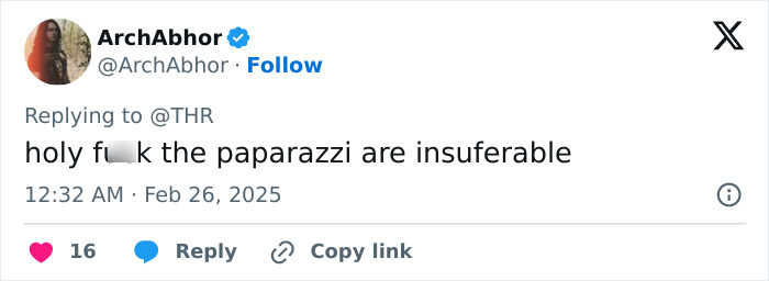 Tweet criticizing paparazzi, related to Millie Bobby Brown&rsquo;s comment on photographer and Jake Bongiovi being called her &ldquo;boyfriend&rdquo;.