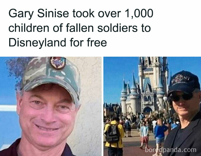 Man takes over 1,000 children of fallen soldiers to Disneyland, bringing joy through heartwarming memes and images.