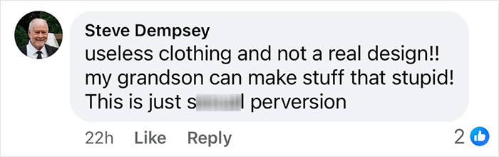 Facebook comment criticizing New York Fashion Week designs with tape.