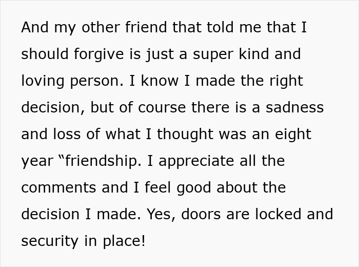 Text about friendship, forgiveness, decision, and security in relationships.