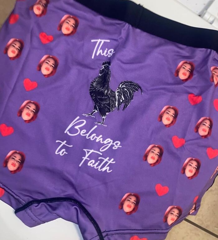 Give The Gift Of Fowl Play With This Custom Funny Underwear , Featuring A Proud Rooster And A Very Clear Message About Who's Boss - Faith, Apparently!