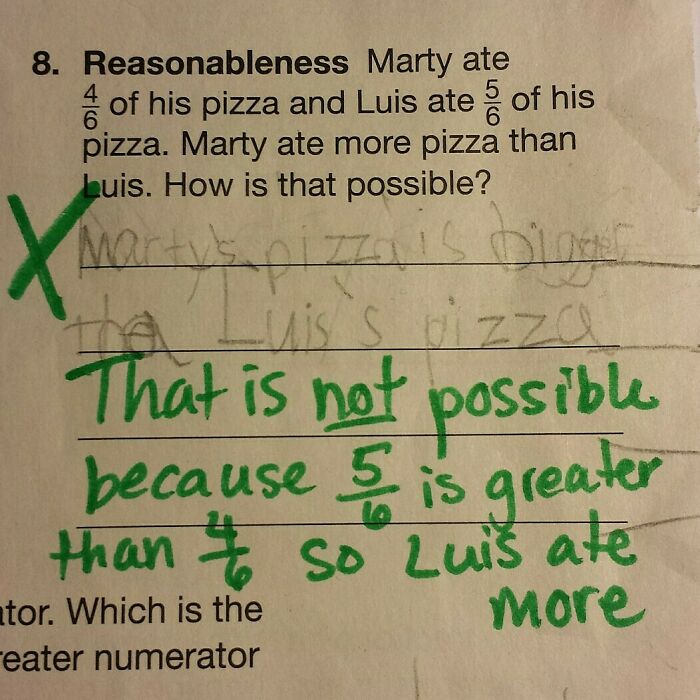 Math problem with fractions and handwritten answer, illustrating a misunderstanding related to bad-infuriating-teachers.