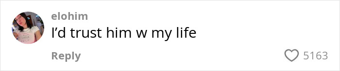 Comment with "I'd trust him w my life" related to Will Ferrell's son and humorous dance video.