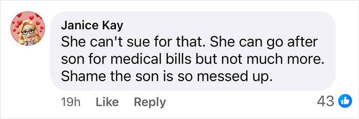 Facebook comment about legal actions after an alleged violent incident involving Nicolas Cage's son.