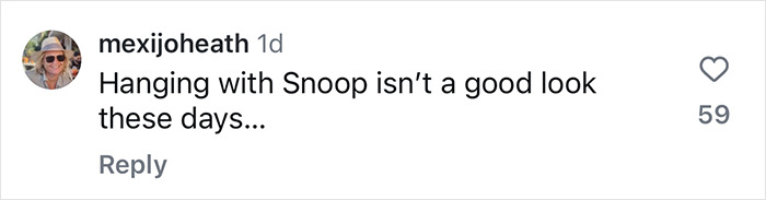 Comment criticizing Sofia Vergara for photo with Snoop Dogg, saying it's "not a good look these days.