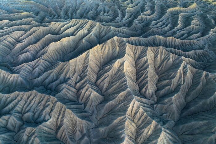 Textures of nature captured in intimate landscape photo showcasing intricate patterns of eroded landforms.