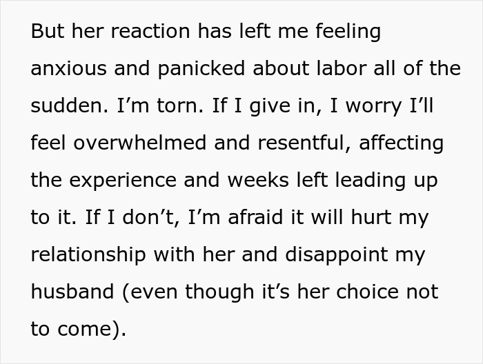 Text expressing feelings of anxiety and relationship concerns after childbirth boundaries with MIL.