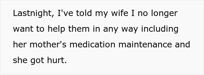 Text message expressing refusal to finance wife's parents, mentioning medication costs and emotional impact.