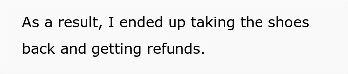 Text about returning shoes and obtaining refunds.