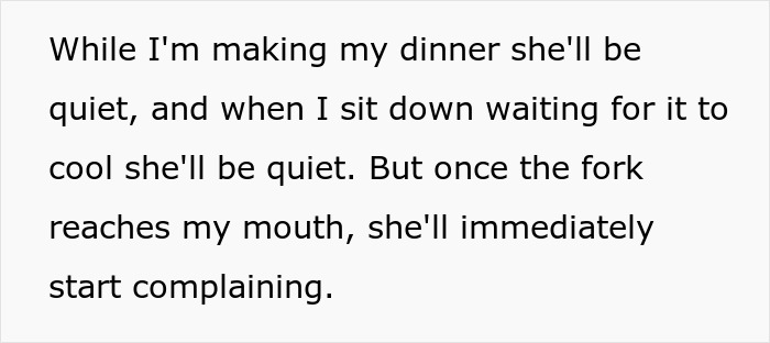 Text about a guy experiencing nagging while trying to eat dinner and his frustration with it.