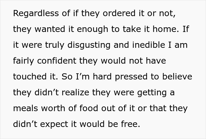 Text about not paying for a meal highlights a friend's refusal to admit wrongdoing.